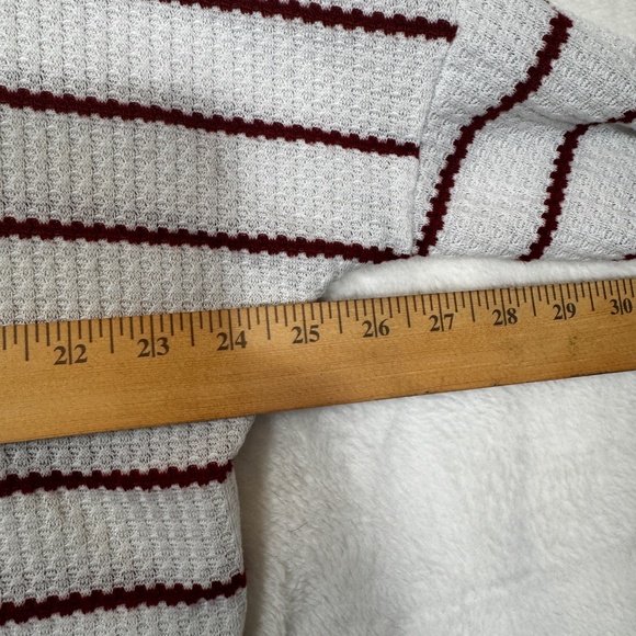 Paper Crane Shirt Womens Size Large Striped White Cropped Oversized Waffle knit - Picture 4 of 6